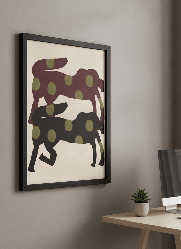 Contemporary wall art featured in a bright modern office workspace