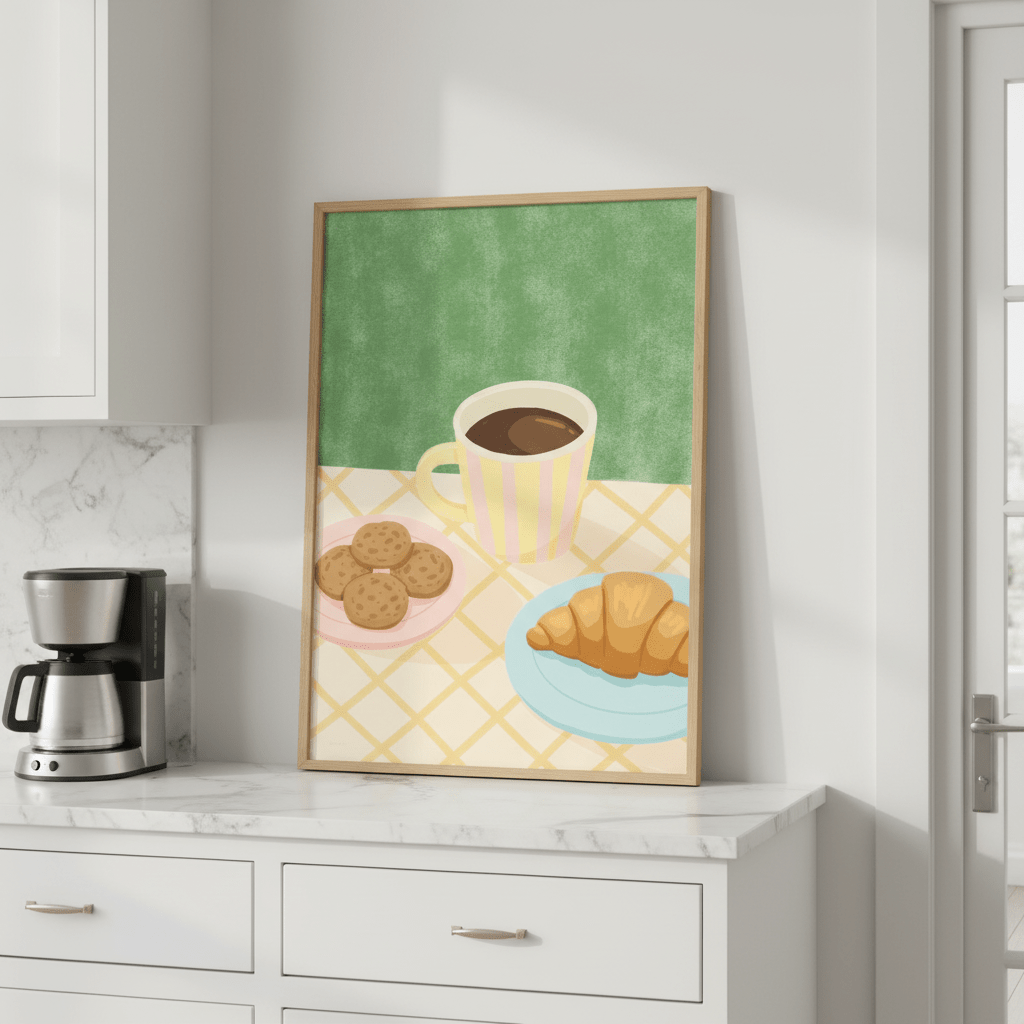Morning Pastry & Coffee Print by Lisa Solomoniuk wall - art - picture - poster