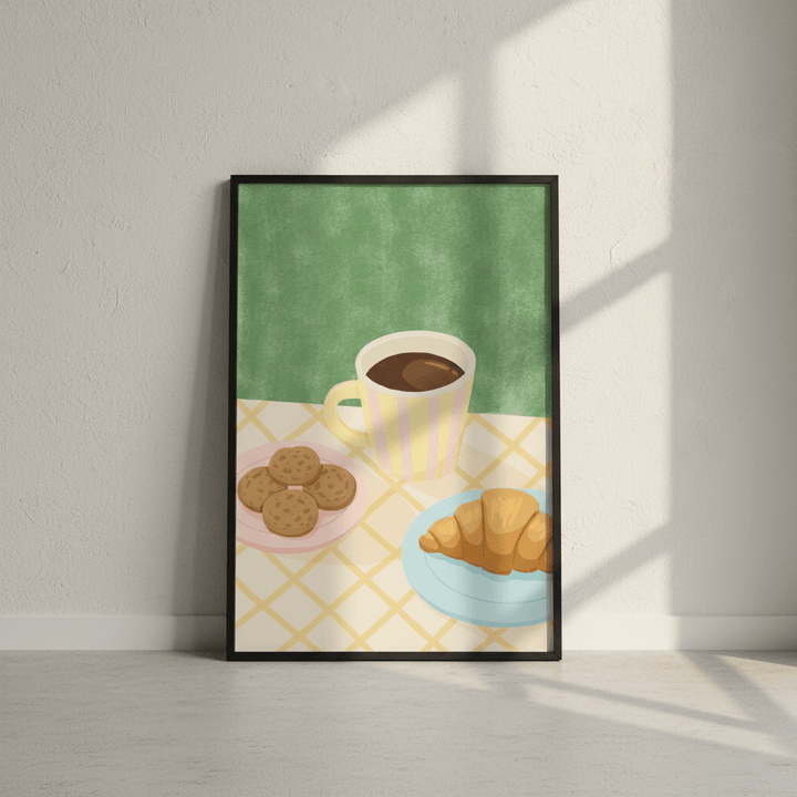 Morning Pastry & Coffee Print by Lisa Solomoniuk wall - art - picture - poster