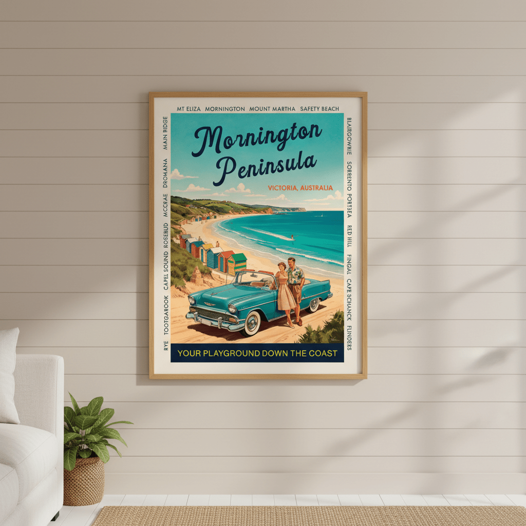 Mornington Peninsula Vintage Coastal Advertisement Poster wall - art - picture - poster