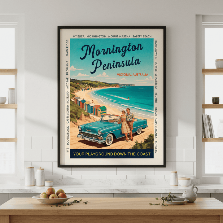 Mornington Peninsula Vintage Coastal Advertisement Poster wall - art - picture - poster