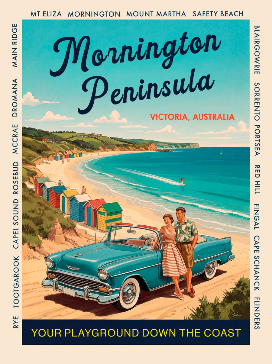 Mornington Peninsula Vintage Coastal Advertisement Poster