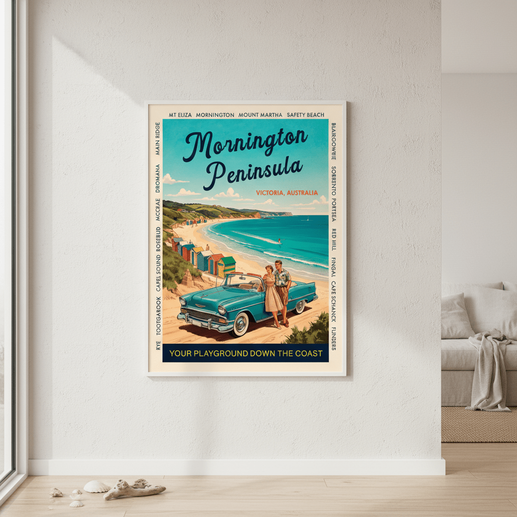 Mornington Peninsula Vintage Coastal Advertisement Poster wall - art - picture - poster