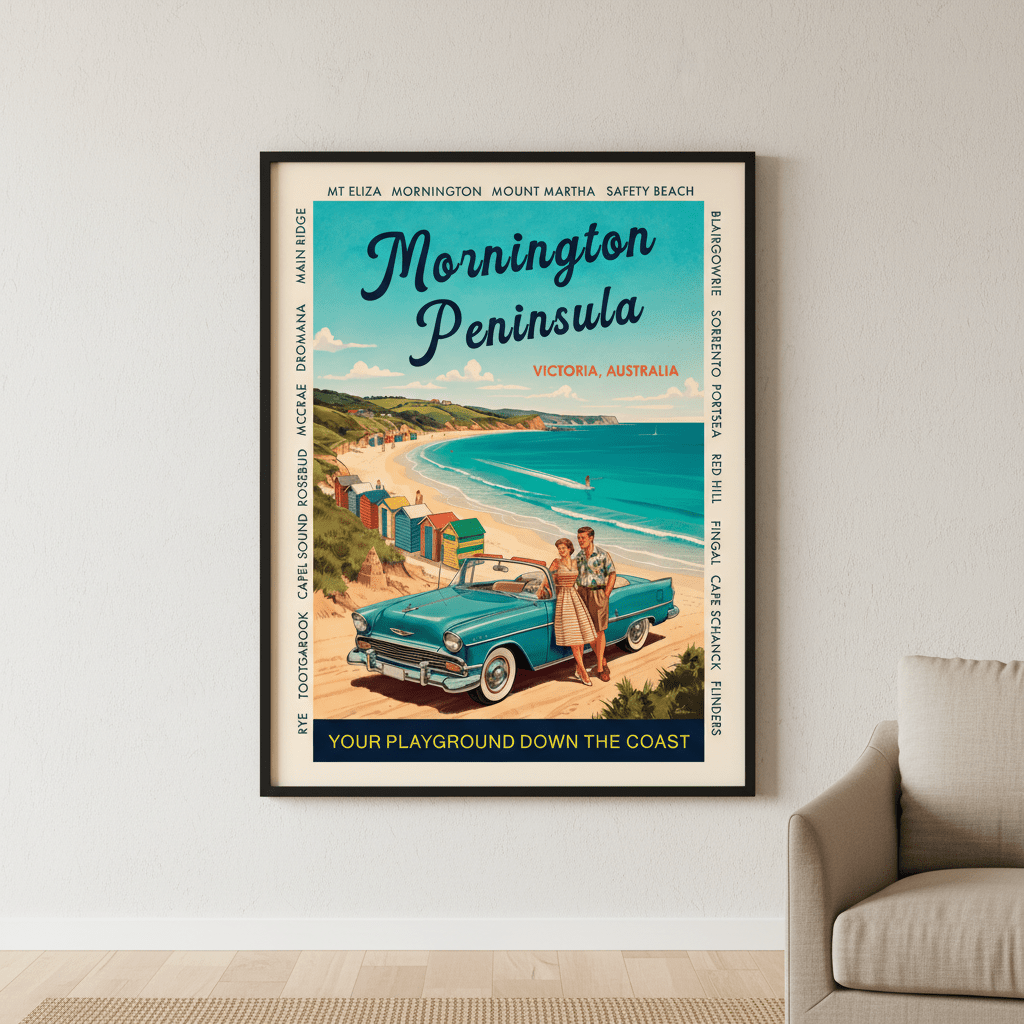 Mornington Peninsula Vintage Coastal Advertisement Poster wall - art - picture - poster