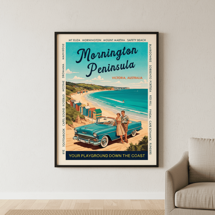 Mornington Peninsula Vintage Coastal Advertisement Poster wall - art - picture - poster