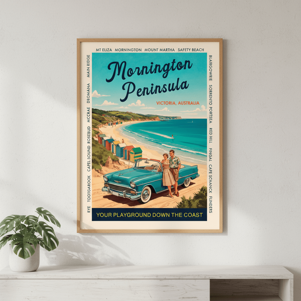 Mornington Peninsula Vintage Coastal Advertisement Poster wall - art - picture - poster