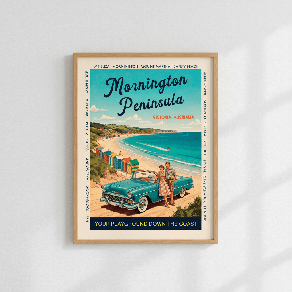 Mornington Peninsula Vintage Coastal Advertisement Poster wall - art - picture - poster
