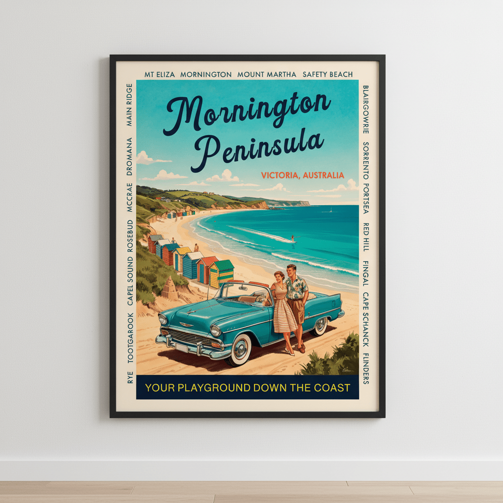 Mornington Peninsula Vintage Coastal Advertisement Poster wall - art - picture - poster