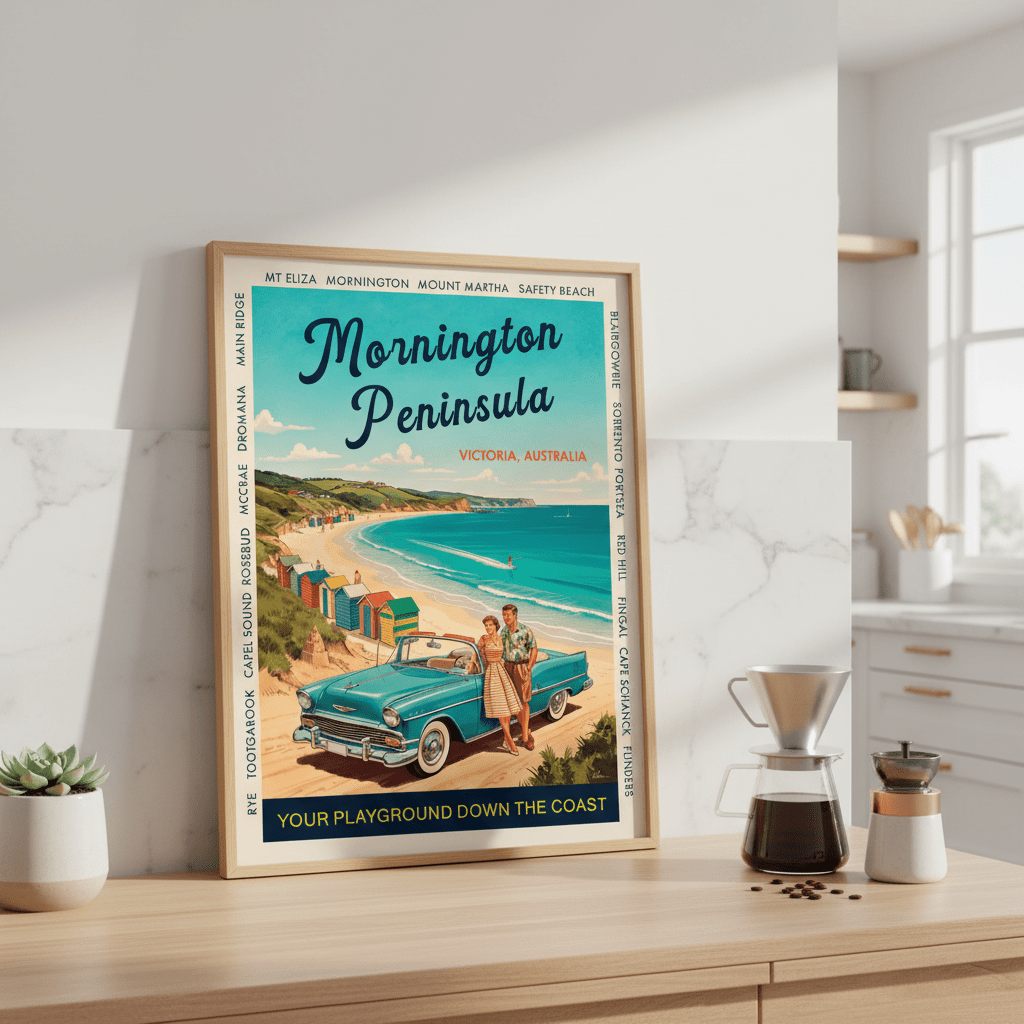 Mornington Peninsula Vintage Coastal Advertisement Poster wall - art - picture - poster