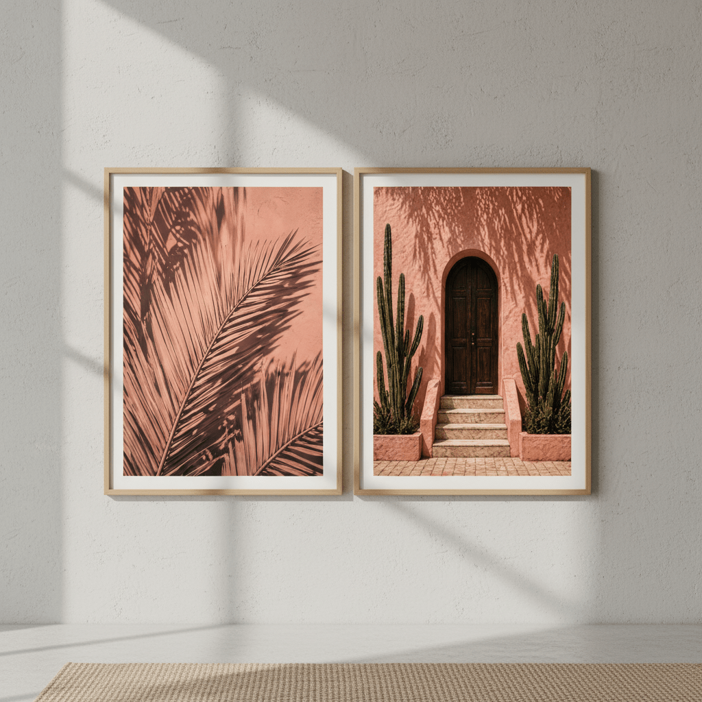 Moroccan Door & Palm Set of 2 wall - art - picture - poster
