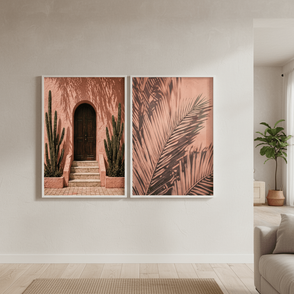 Moroccan Door & Palm Set of 2 wall - art - picture - poster