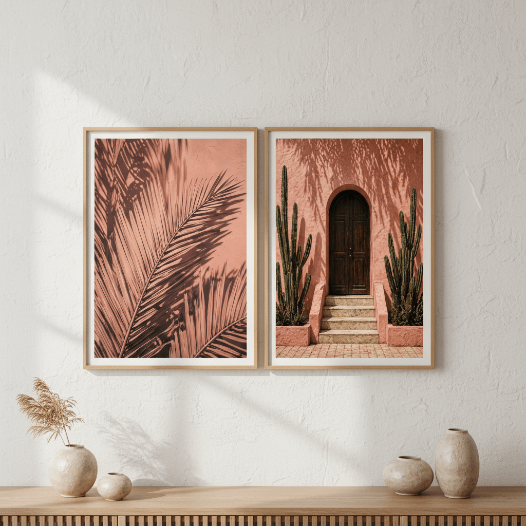 Moroccan Door & Palm Set of 2 wall - art - picture - poster