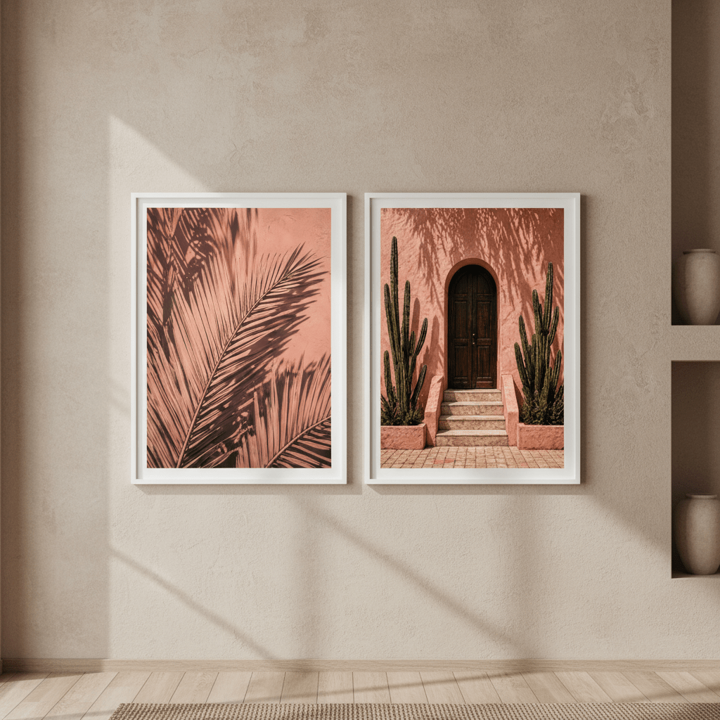 Moroccan Door & Palm Set of 2 wall - art - picture - poster