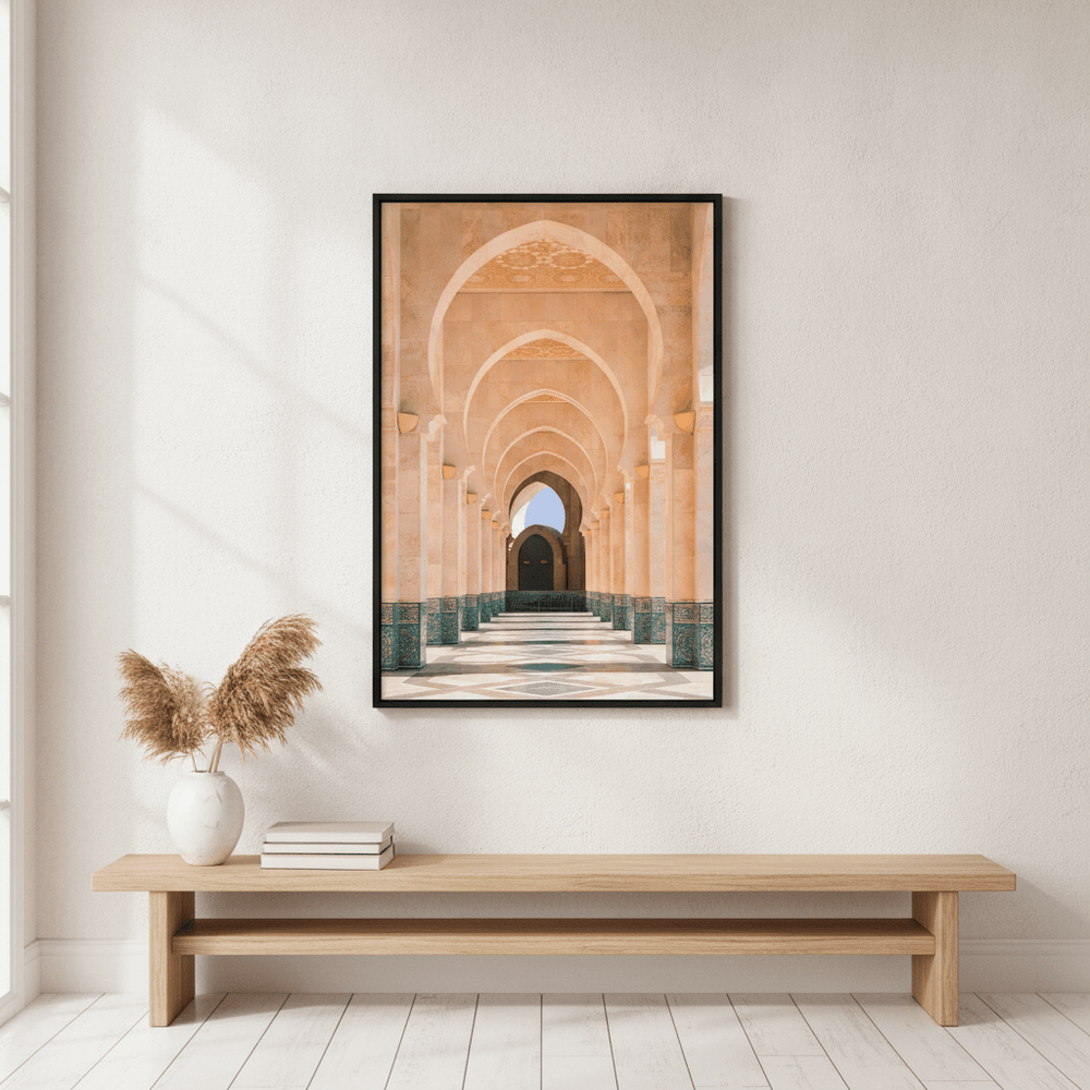 Morocco Arcade of Hassan Mosque Photography wall-art-picture-poster
