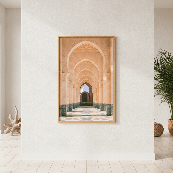 Morocco Arcade of Hassan Mosque Photography wall-art-picture-poster