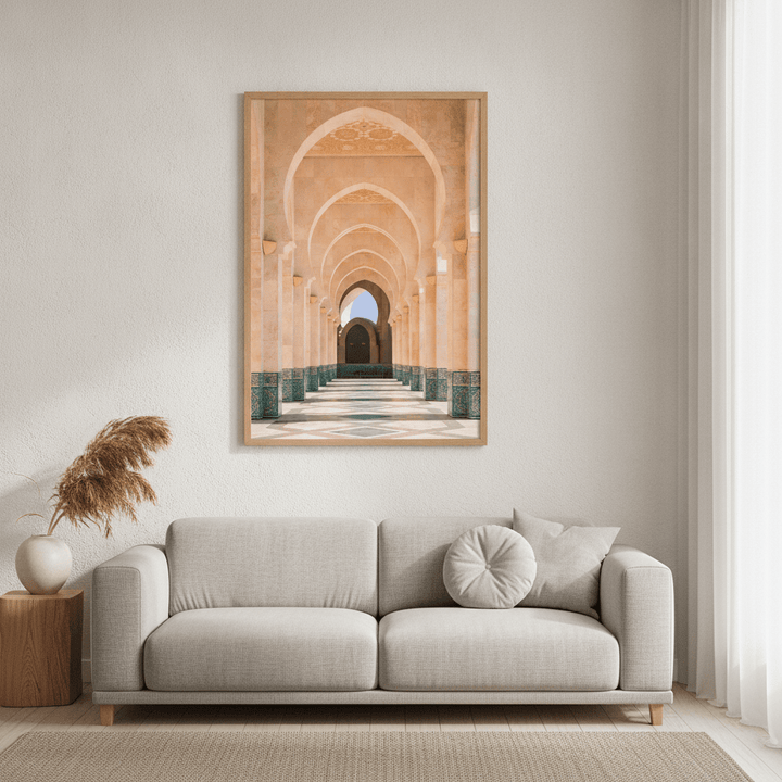 Morocco Arcade of Hassan Mosque Photography wall-art-picture-poster
