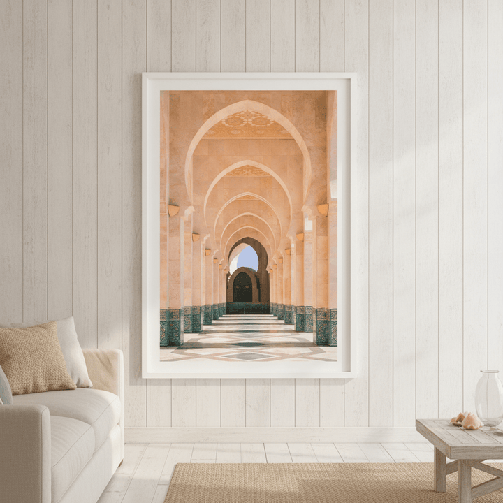 Morocco Arcade of Hassan Mosque Photography wall-art-picture-poster