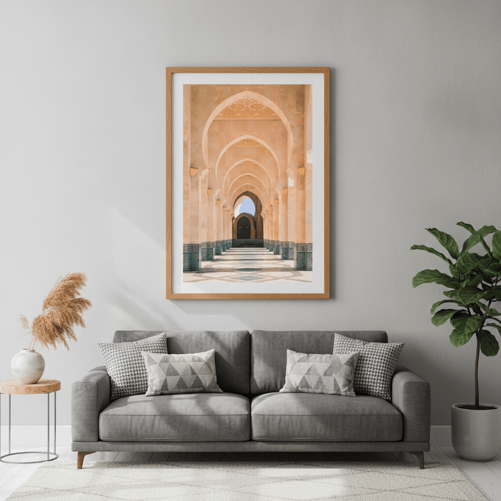 Morocco Arcade of Hassan Mosque Photography wall-art-picture-poster