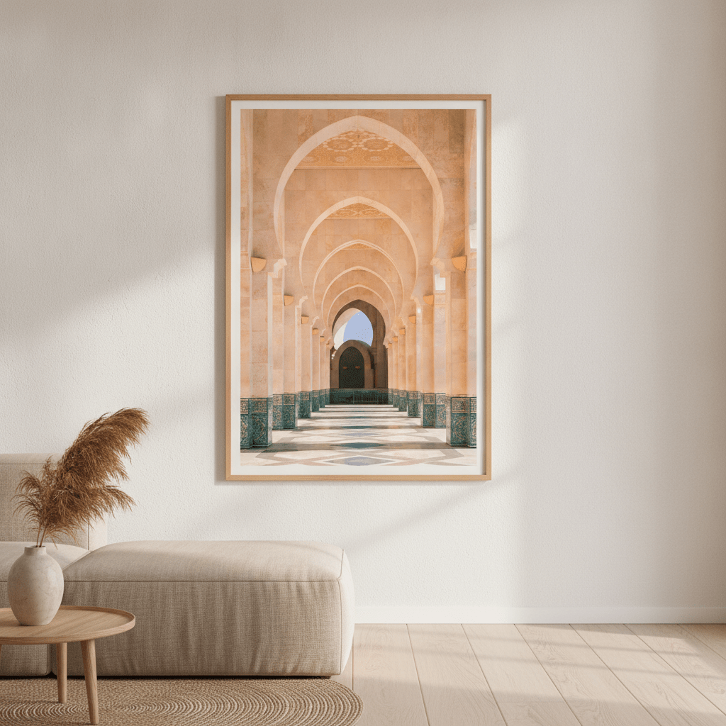 Morocco Arcade of Hassan Mosque Photography wall-art-picture-poster