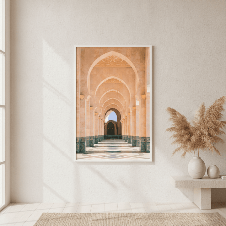 Morocco Arcade of Hassan Mosque Photography wall-art-picture-poster