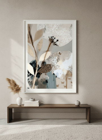 Monumental artwork centred on a feature wall in a luxe interior