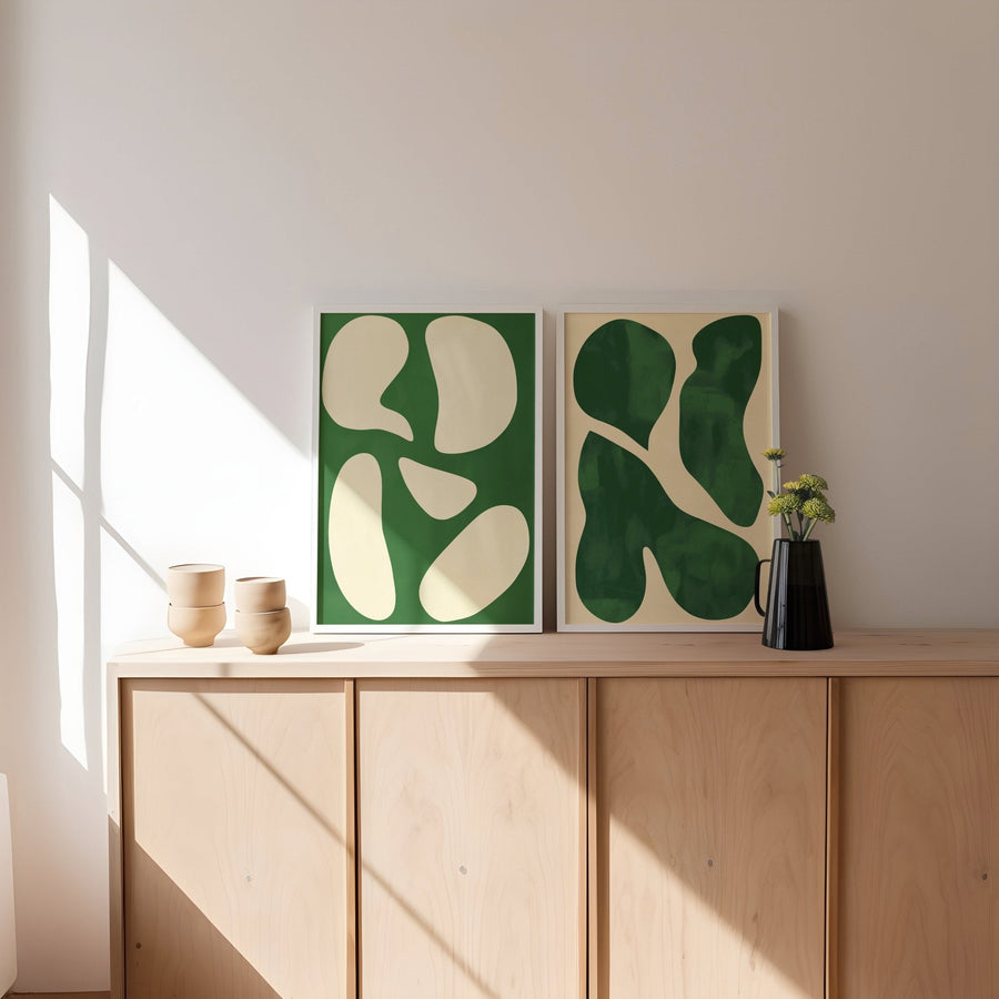 Moss Sage Abstract Gallery Pair