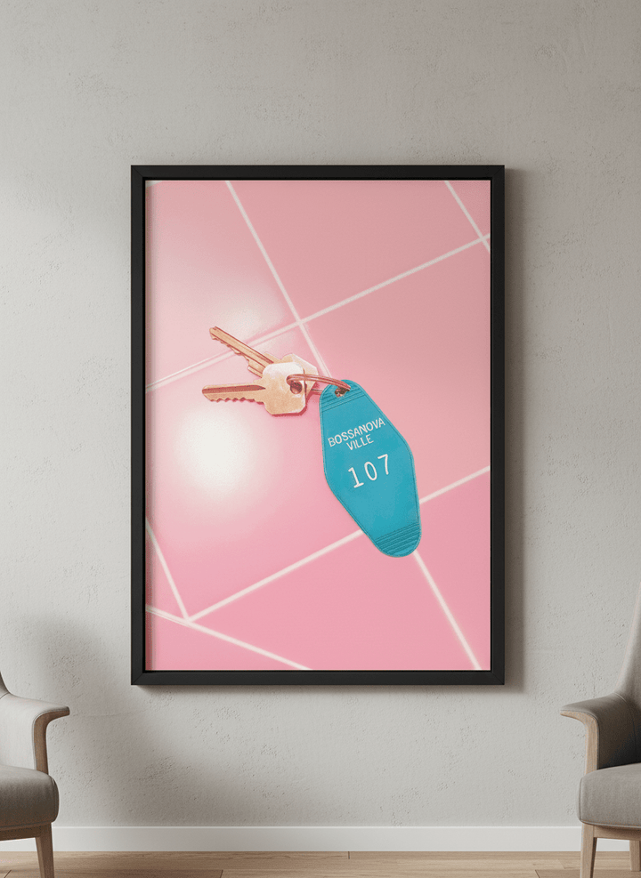 Modern wall art styled above a sofa in a neutral living room