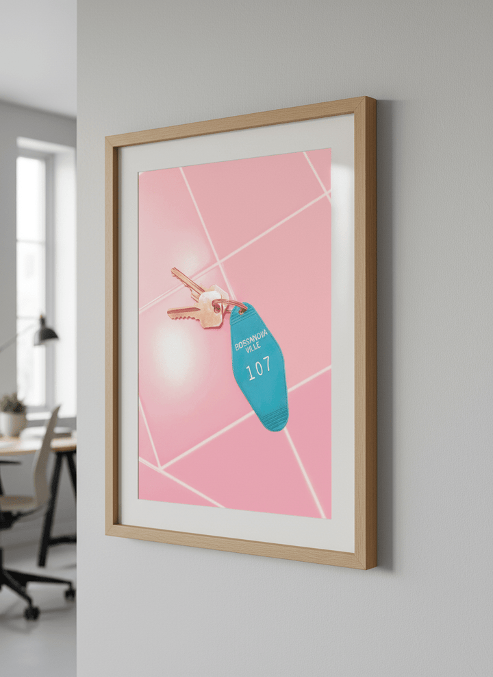 Contemporary wall art featured in a bright modern office workspace