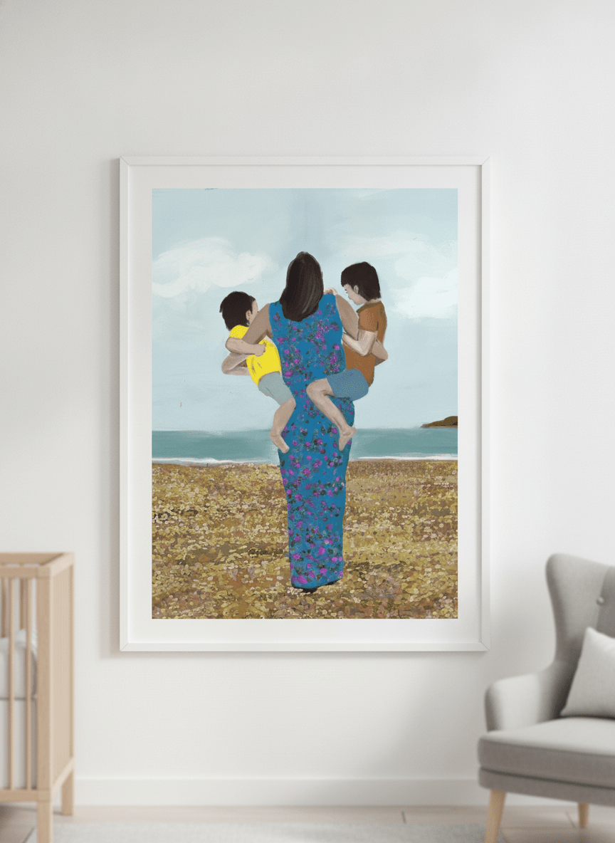Soft neutral wall art styled in a serene nursery with pastel tones
