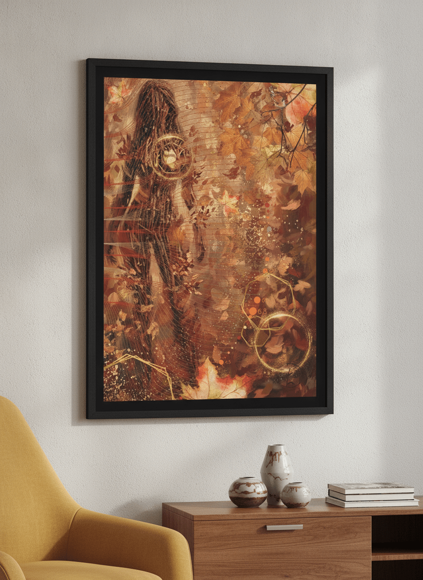 Modern wall art styled above a sofa in a neutral living room