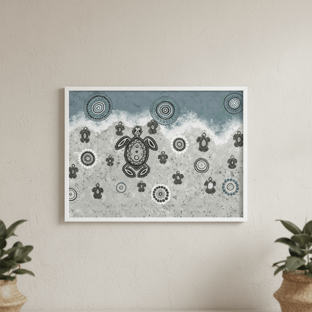 Mother Turtle with Her Babies on Life's Journey Together by Emma Rigney wall - art - picture - poster