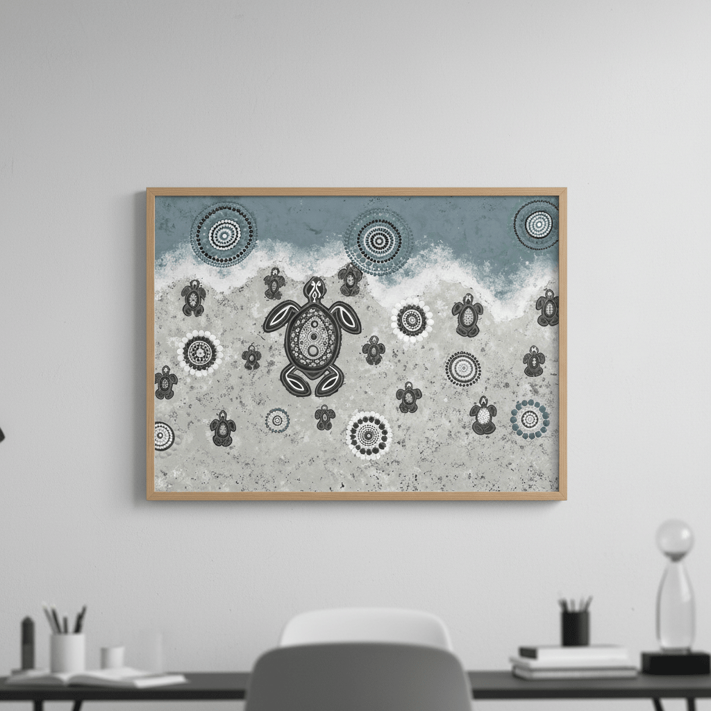 Mother Turtle with Her Babies on Life's Journey Together by Emma Rigney wall - art - picture - poster