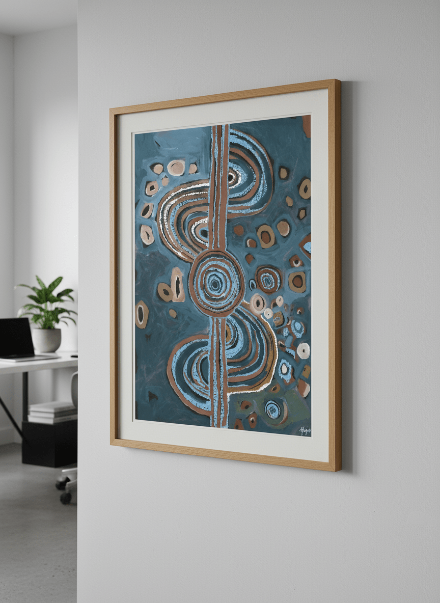 Contemporary wall art featured in a bright modern office workspace
