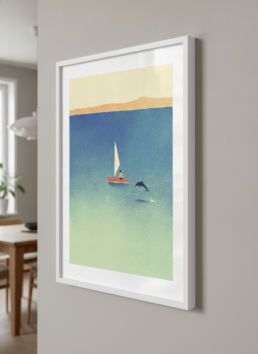 Wall art styled above a dining table in a contemporary home