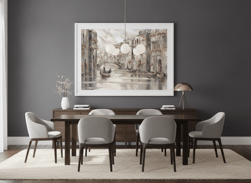 Monumental artwork centred on a feature wall in a luxe interior