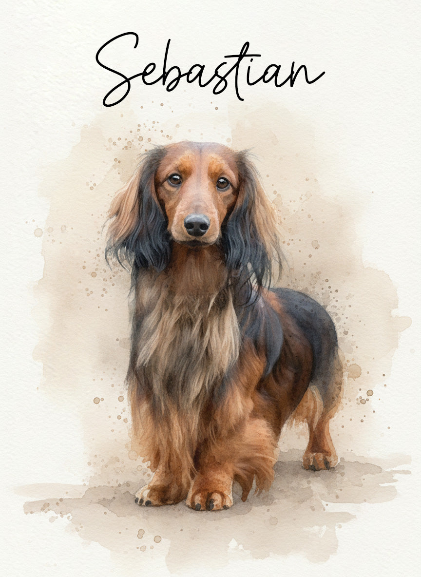 Watercolour Personalised Pet Custom Illustration Print