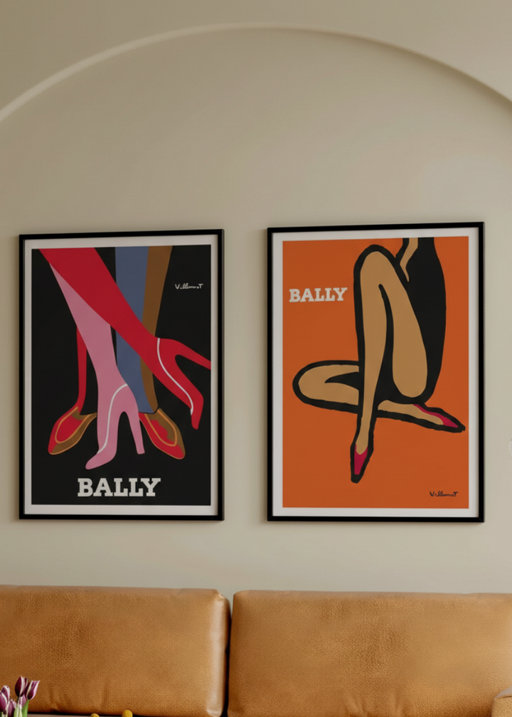 Bally Orange Legs & Feet by Bernard Villemot - Set of 2 Wall Art