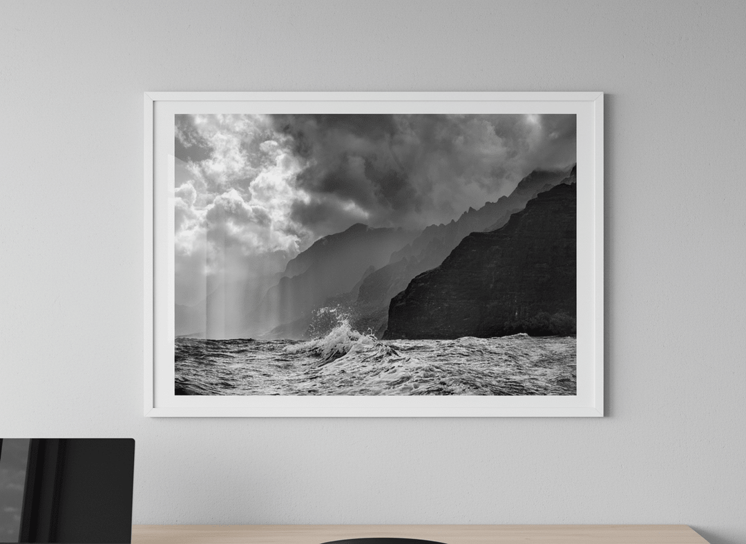Contemporary wall art featured in a bright modern office workspace