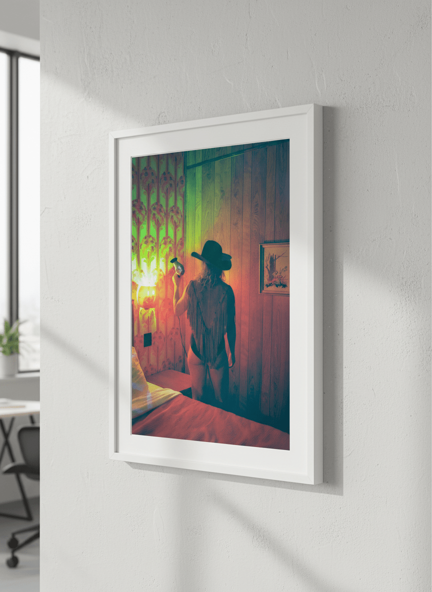 Contemporary wall art featured in a bright modern office workspace