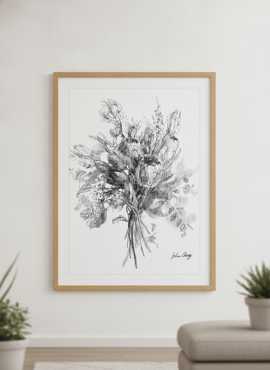 Modern wall art styled above a sofa in a neutral living room