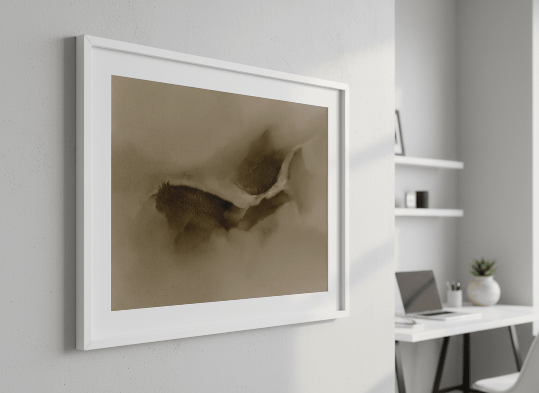 Contemporary wall art featured in a bright modern office workspace