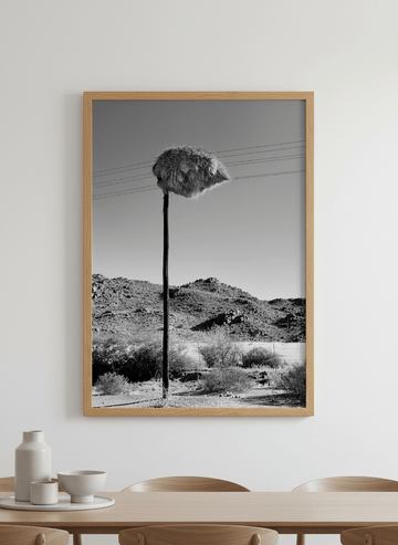 Wall art styled above a dining table in a contemporary home