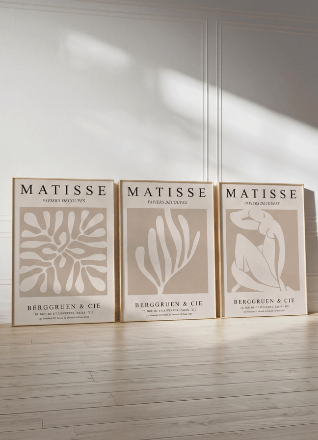 Neutral Wall Print Trio by Henri Matisse - Set of 3 wall - art - picture - poster