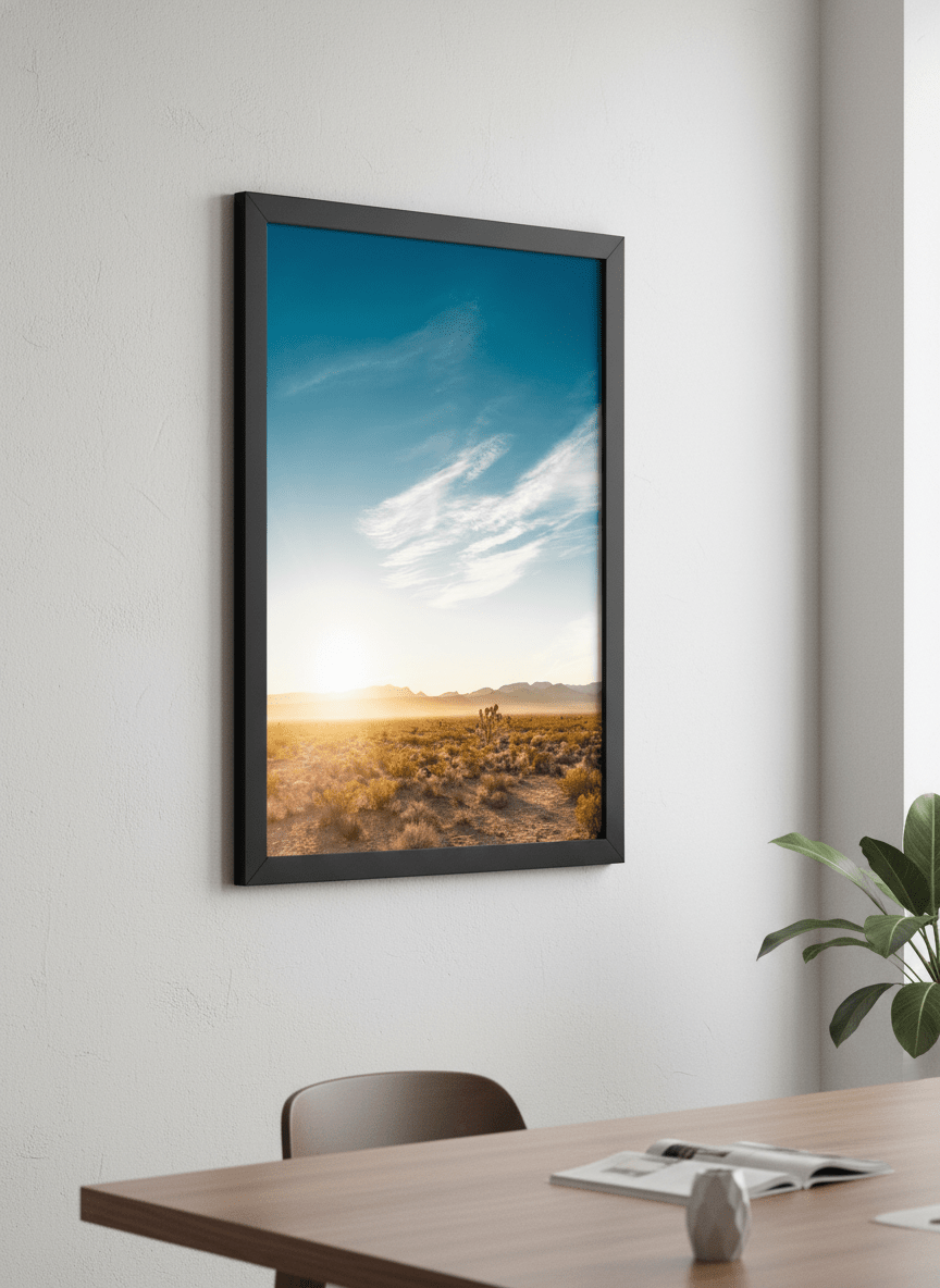 Contemporary wall art featured in a bright modern office workspace