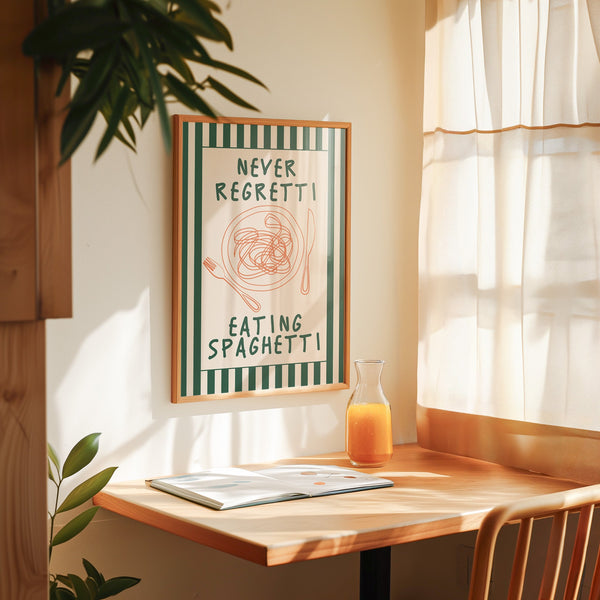 Never Regretti Eating Spaghetti Kitchen | Art & Canvas Print