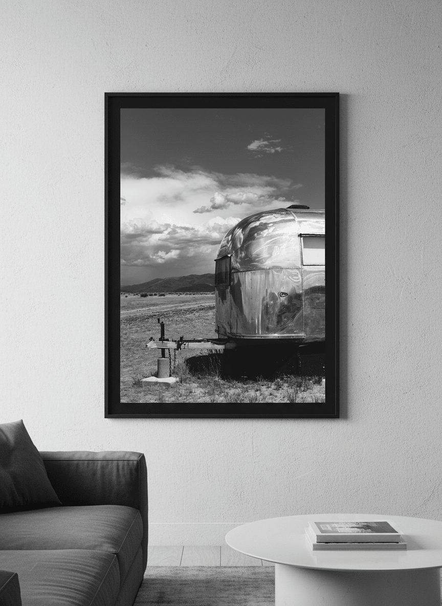 Modern wall art styled above a sofa in a neutral living room