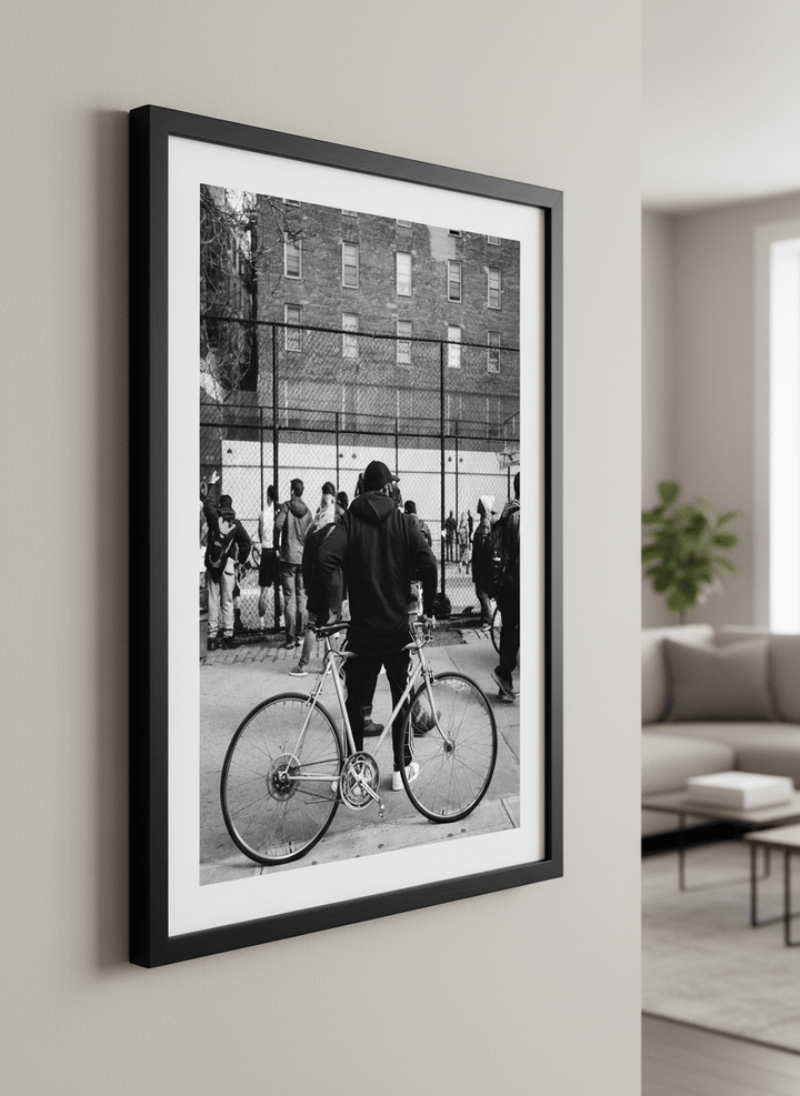 Modern wall art styled above a sofa in a neutral living room