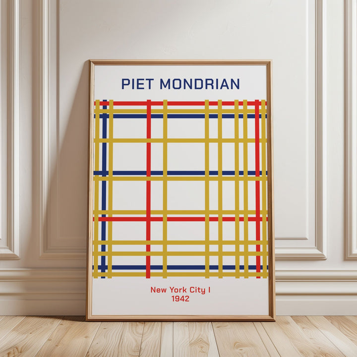New York City by Piet Mondrian,livingroom,timber border