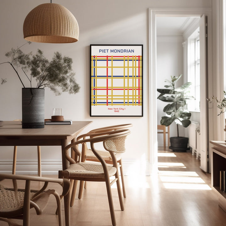 New York City by Piet Mondrian,livingroom,timber border
