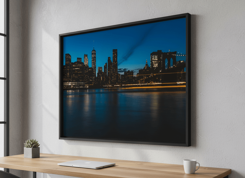 Contemporary wall art featured in a bright modern office workspace